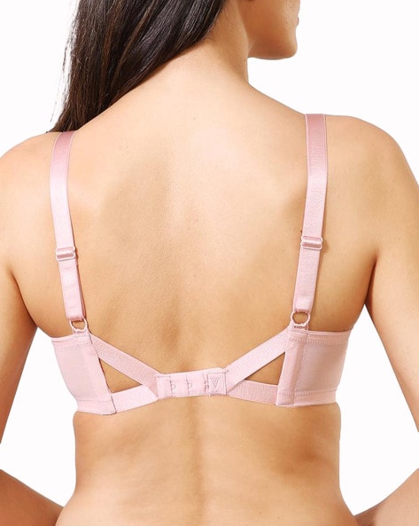 Buy Van Heusen Women Plush Back No Slip Strap Embroidered Mesh Bra - Wired,  Non Padded, Full Coverage_33004_Silver Pink_34D at