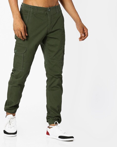 olive green cargo joggers mens