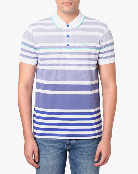 boss striped polo