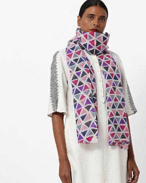 Geometric Print Wool Stole Price in India