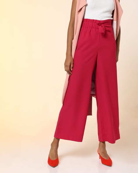 New Look Curve paper bag pants in burgundy | ASOS