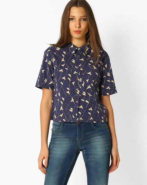 Buy Navy Blue Shirts for Women by DNMX Online