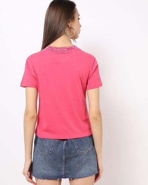 Crew-Neck T-shirt with Typographic Neckline (Image - 1)