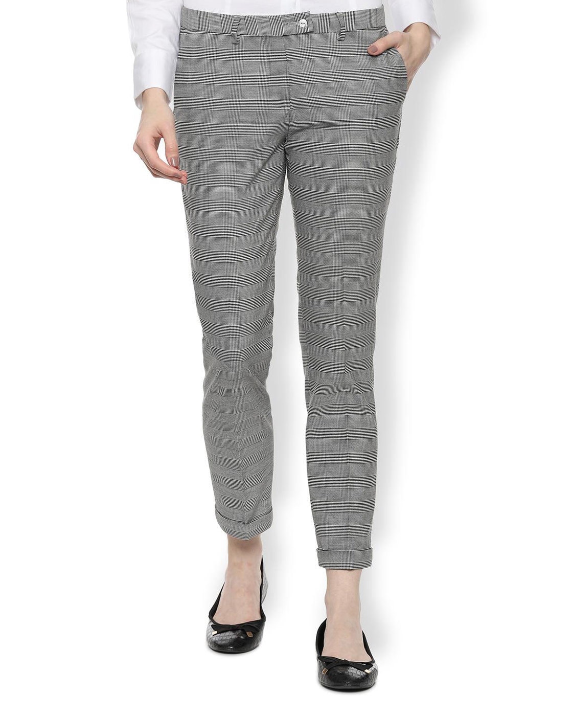 Buy Women Navy Solid Formal Regular Fit Trousers Online  699637  Van  Heusen