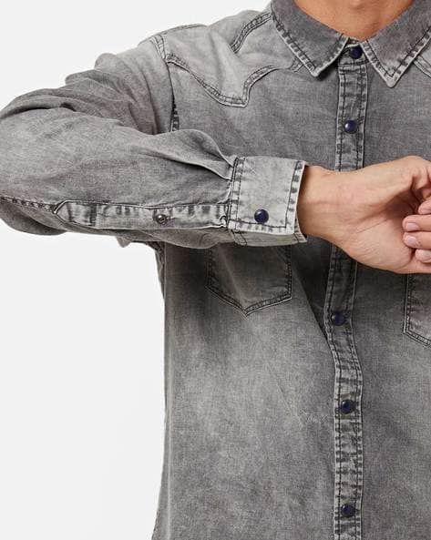 Essentials Men's Regular-fit Long-sleeve Denim Shirt | Fruugo BH