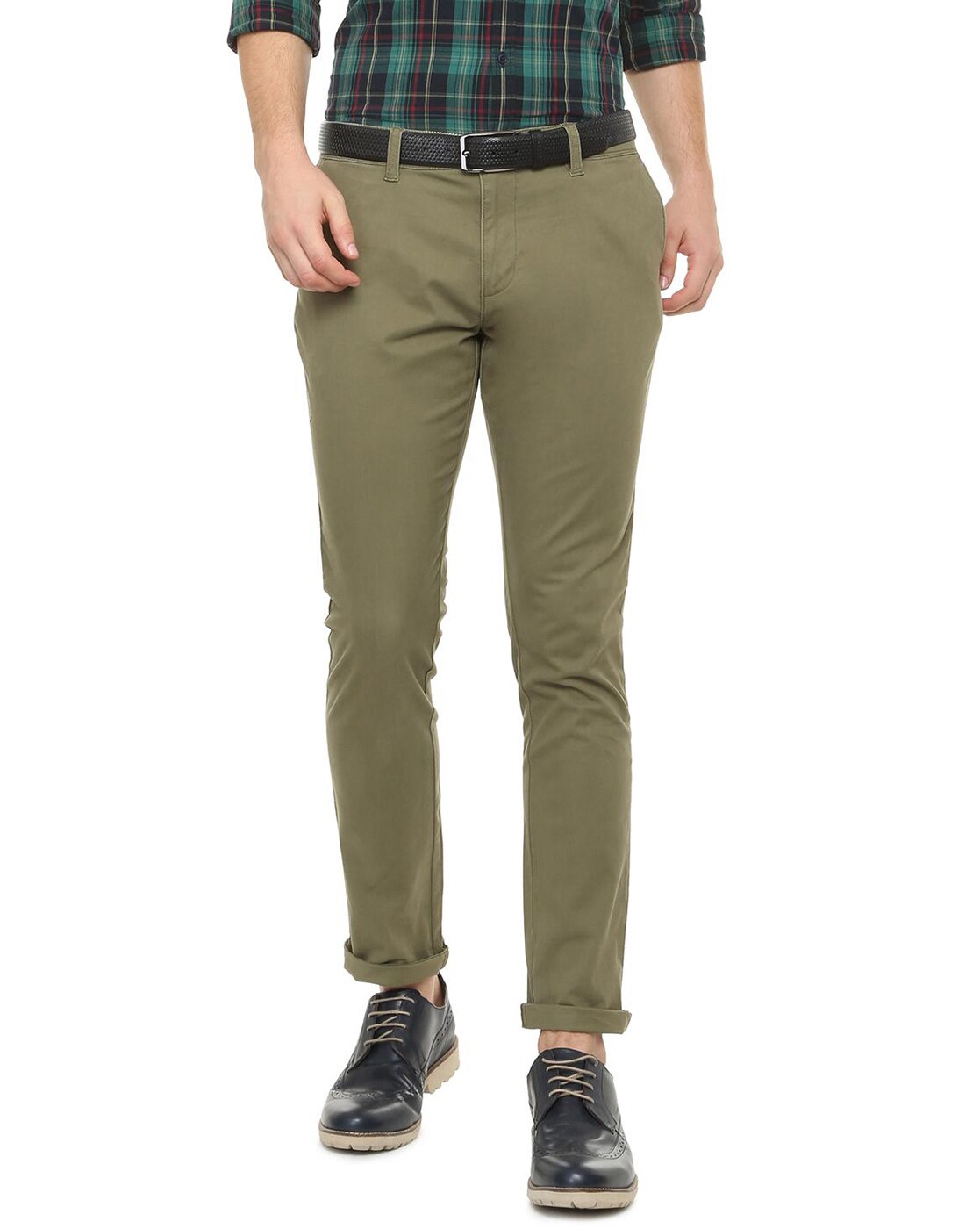 Buy People Men Olive Green Solid Slim Fit Mid Rise Trousers  Trousers for  Men 6551315  Myntra