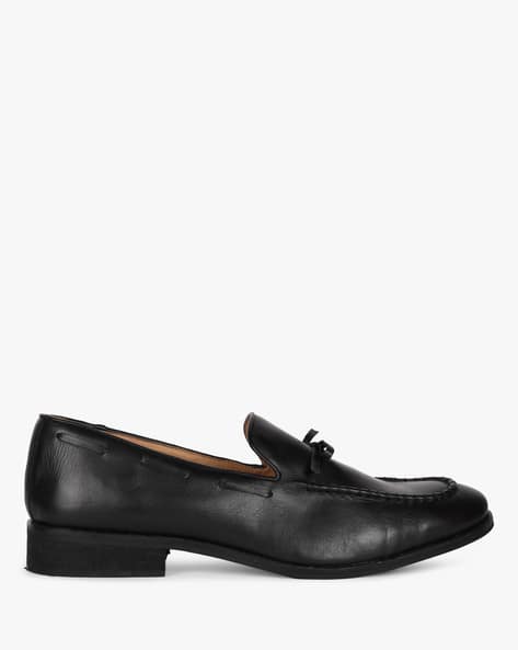 Genuine Leather Loafers With Moc-Stitch Upper By Acuto ( Black )