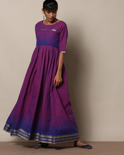 Blue Summer Long Dress | Cotton Dresses Online| Jhakhas