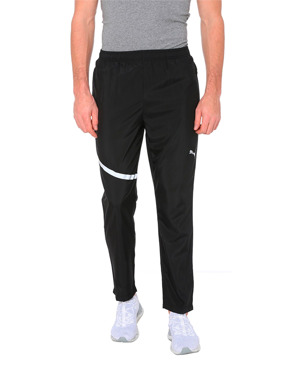 puma solid men's black track pants