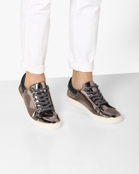 Sheer Metallic Leather Sneakers Silver/Gold | ALLSAINTS US