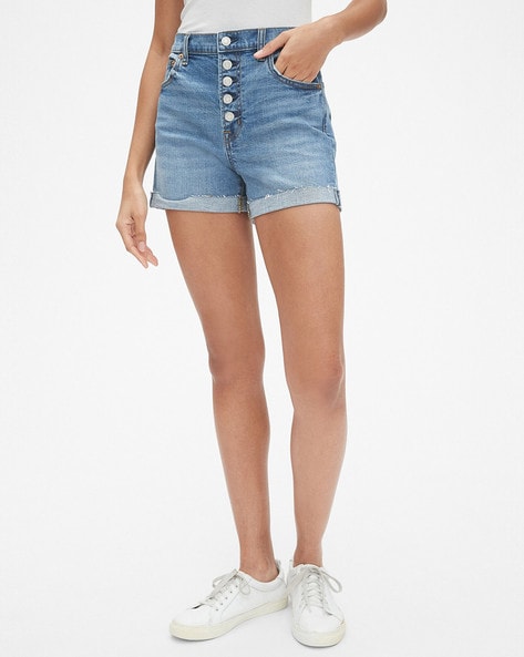 button fly jean shorts