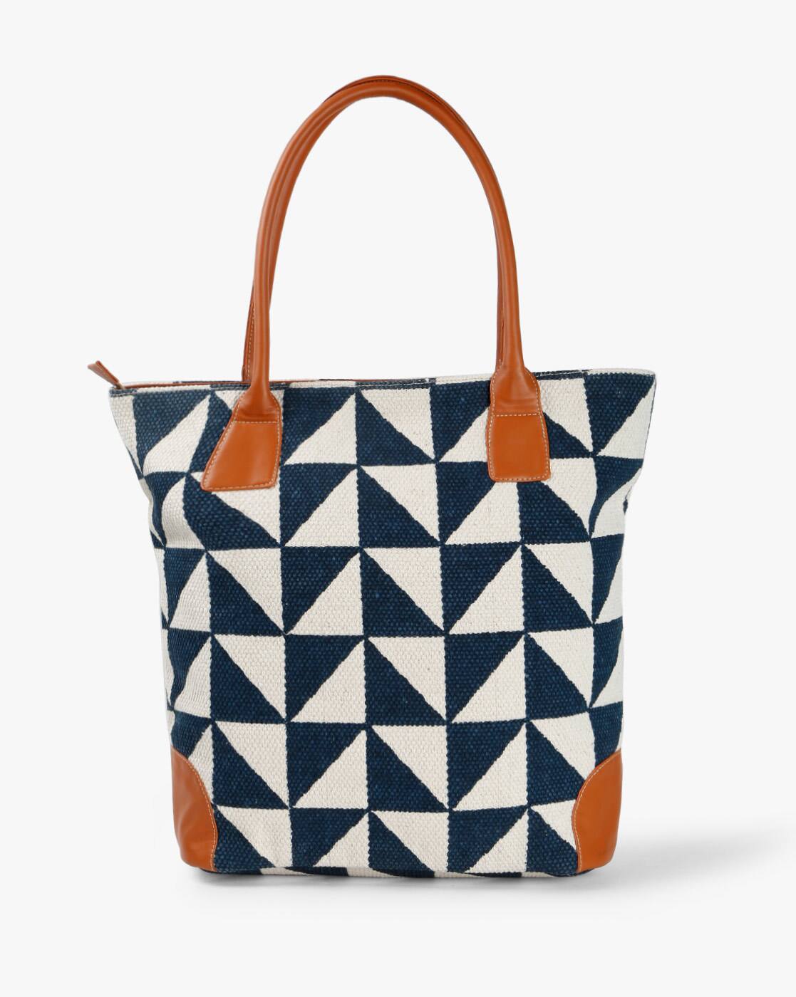 geometric print tote bag