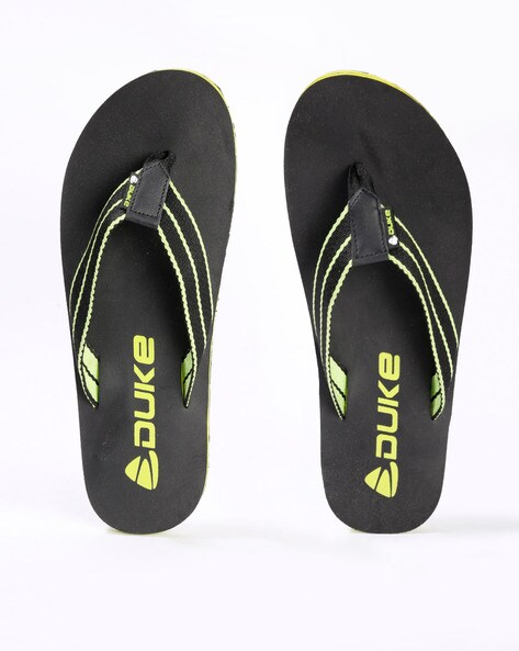 black and yellow flip flops