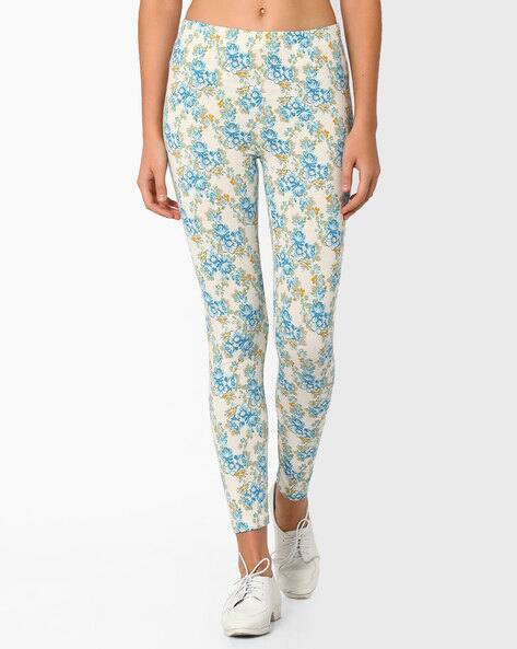 Buy Off-White \u0026 Blue Leggings for Women 