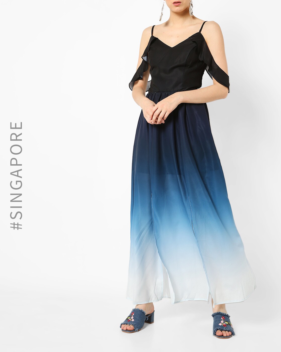 Navy blue best sale ombre dress