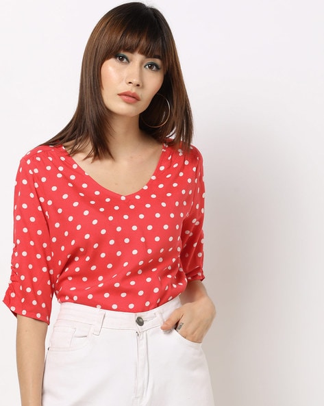 red polka dot top women's