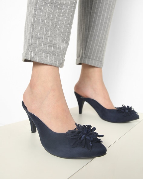 Navy blue 2025 mules heels