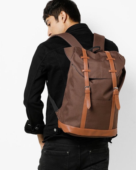 Faux leather central logo zipper backpack | ARMANI EXCHANGE Man