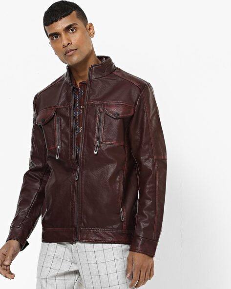 ajio leather jackets mens