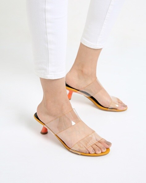 clear kitten heel sandals