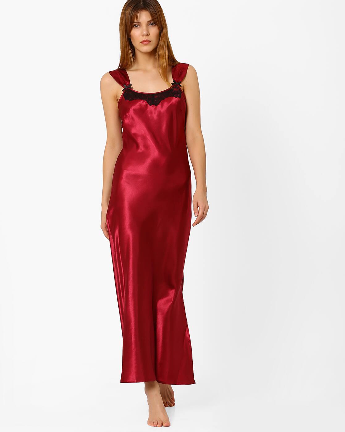 Red satin maxi nightdress Outlet