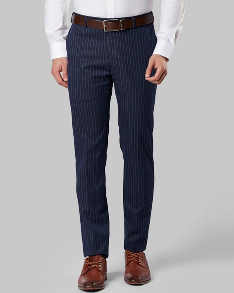 Buy Louis Philippe Grey Slim Fit Striped Trousers for Mens Online @ Tata  CLiQ