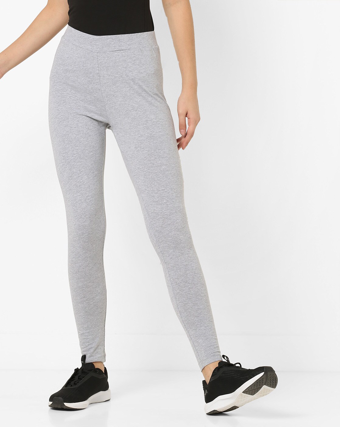 Buy Grey Melange Leggings for Women by AJIO Online