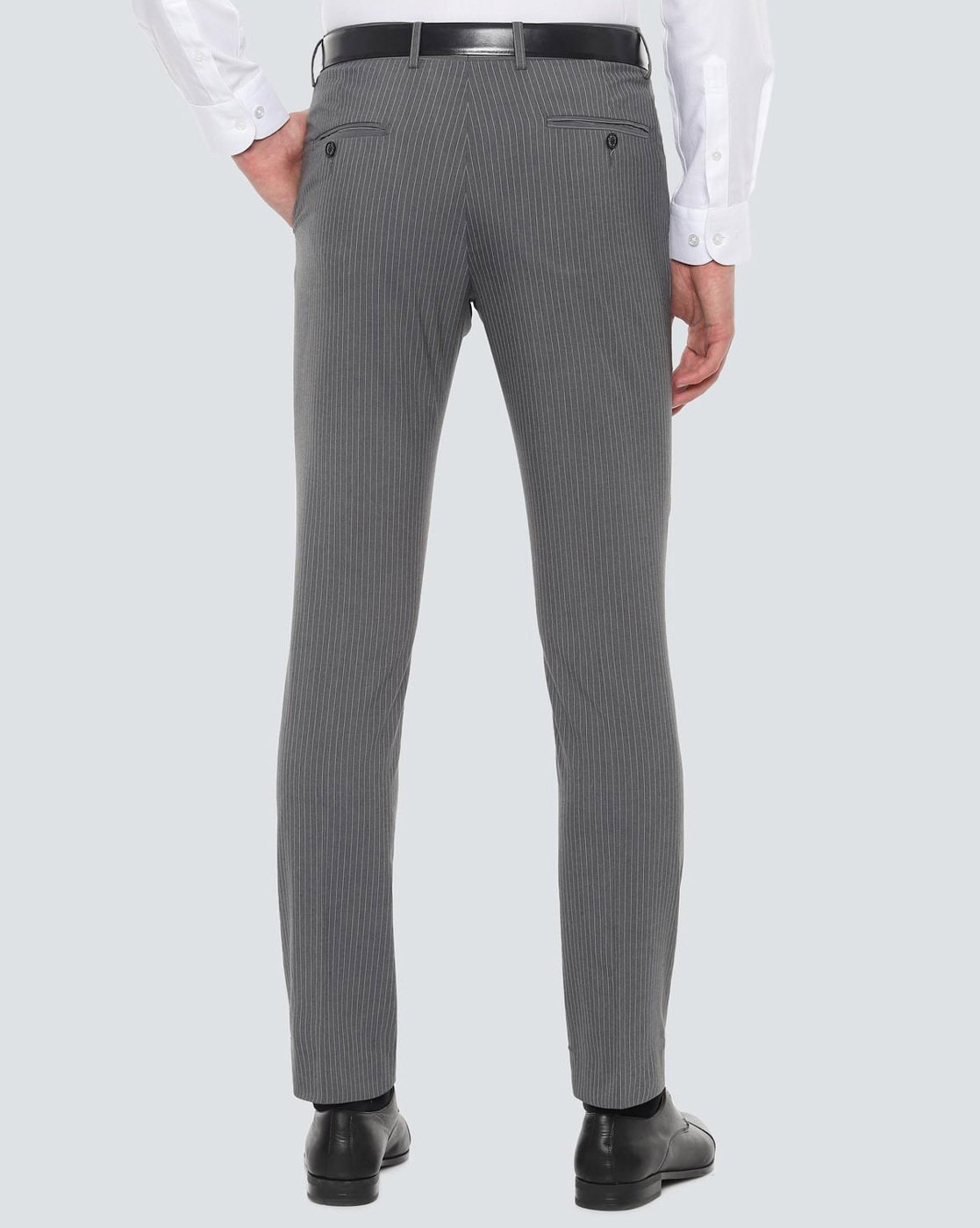 Buy Arrow Newyork Grey Slim Fit Striped Trousers for Mens Online  Tata CLiQ
