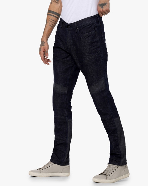 Tim Mid Rise Slim Fit Jeans with Biker Panels