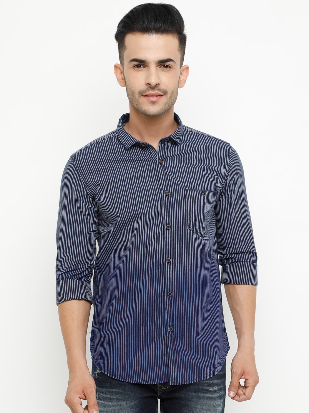 Buy Navy Blue WITH Striped Shirt | AJIO