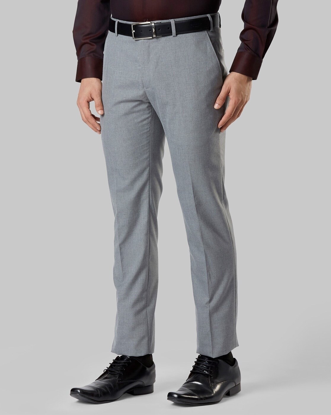 Buy Men Navy Solid Slim Fit Formal Trousers Online - 735603 | Peter England