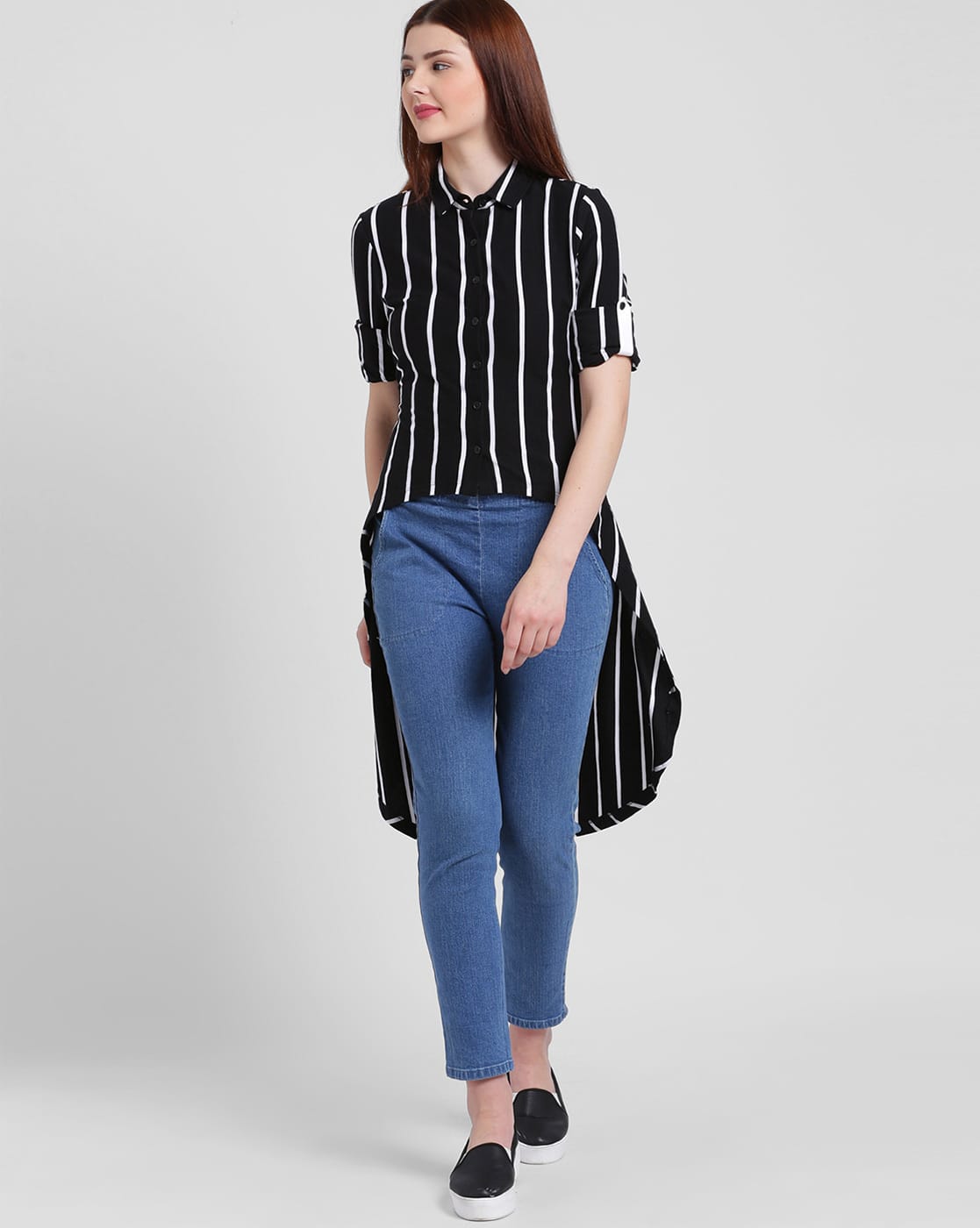 striped high low top