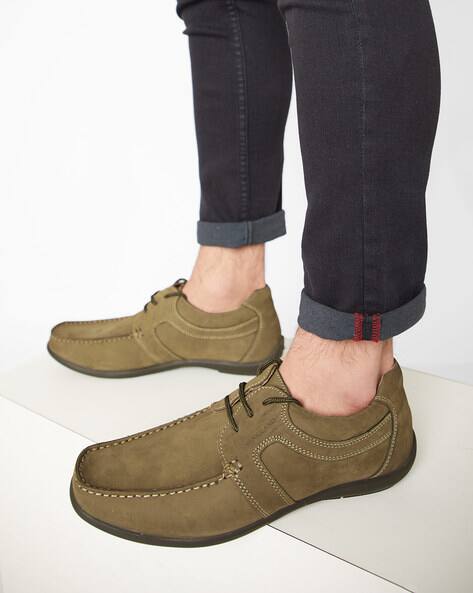 Woodland Proplanet Olive Green Leather Casual Shoes For Men Online