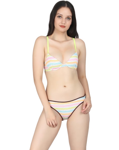 striped bra and panty set