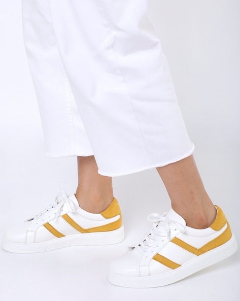 Buy White \u0026 Mustard Yellow Casual Shoes 