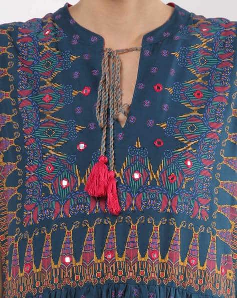 Printed Gown Dress with Tie-Up (Image - 1)