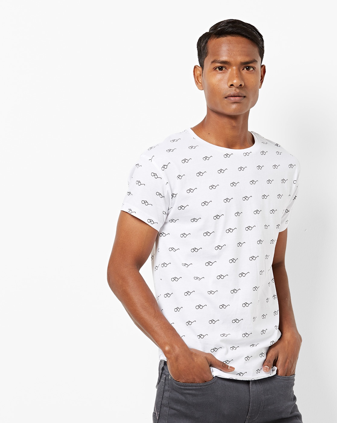 mens white printed t shirts