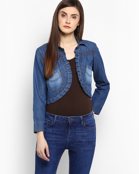 Buy Copper Women's Short Casual Fashionable Stylish Denim Jacket Regular Denim  Shrug for Girls (L, Light Blue) Online at Best Prices in India - JioMart.
