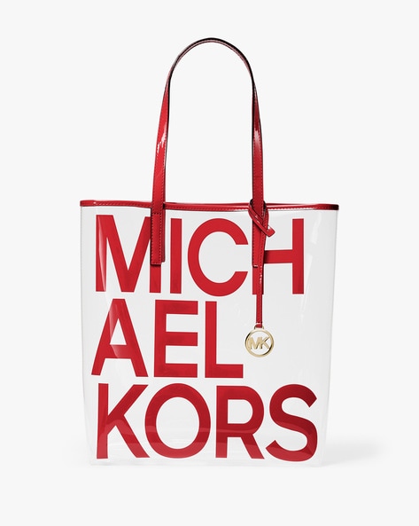 Buy Michael Kors LG NS Typographic Print Tote Bag | Clear Color Women |  AJIO LUXE