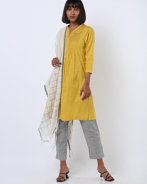 biba mustard yellow kurta set