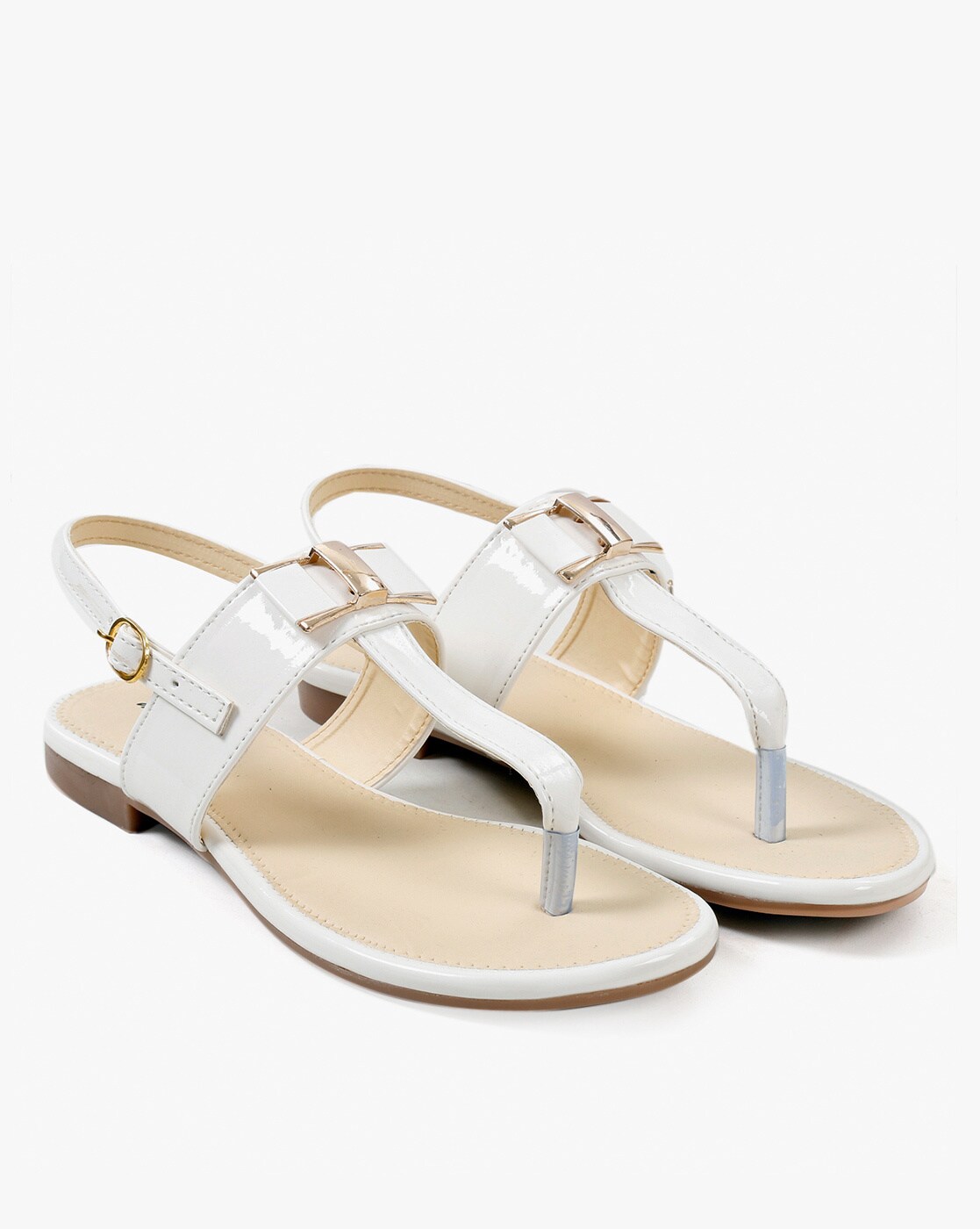 Buy White Flat Sandals for Women by 