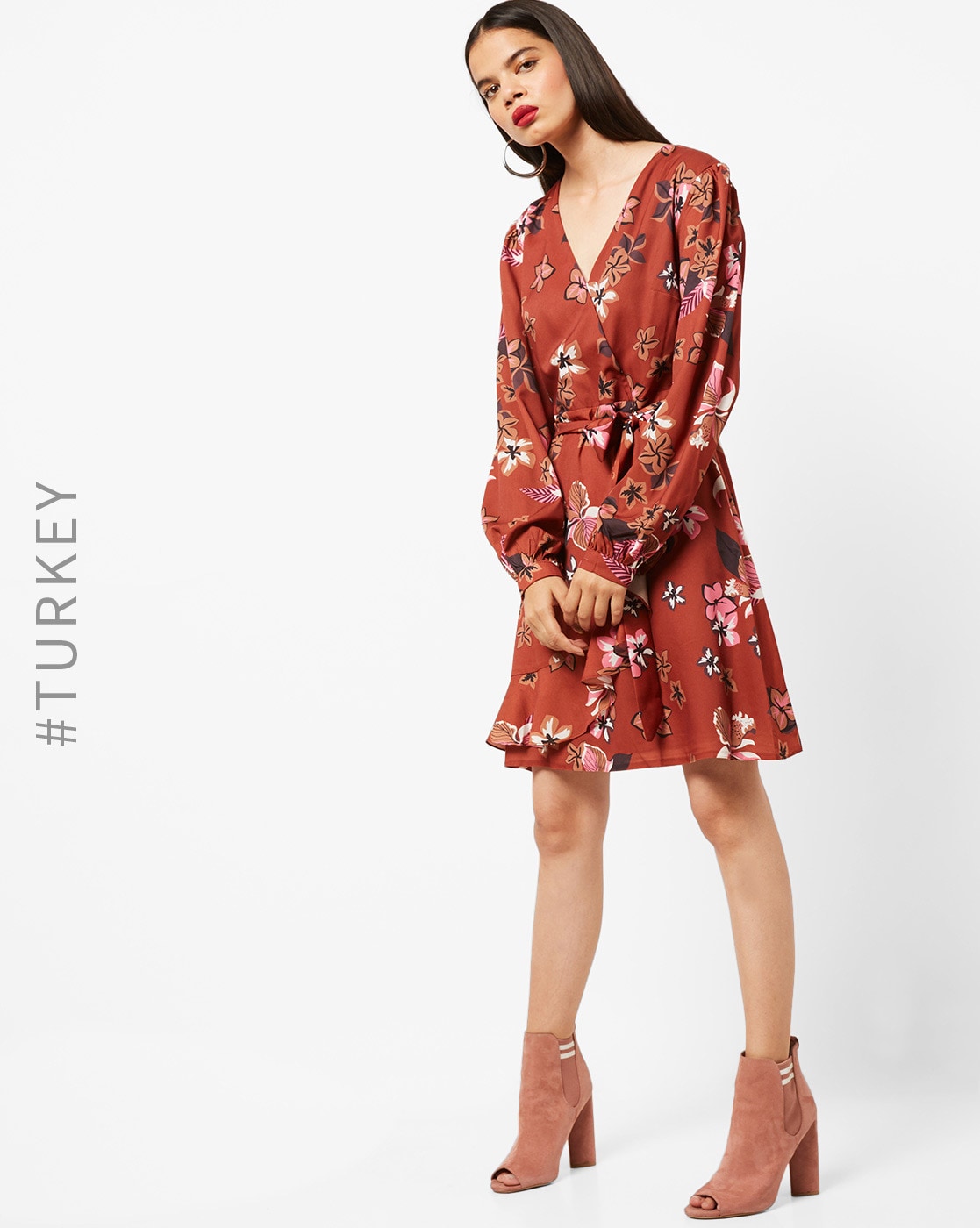 bishop sleeve wrap dress