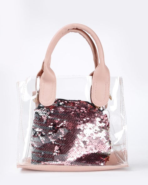 Pink Clear Purse with Front Pocket - Handbags, Bling & More!