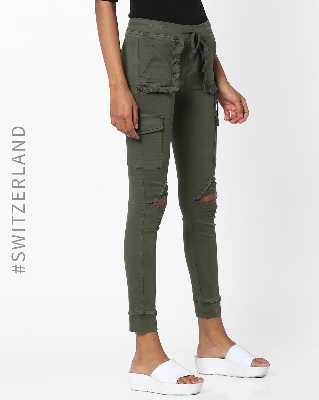 green cargo pants womens skinny