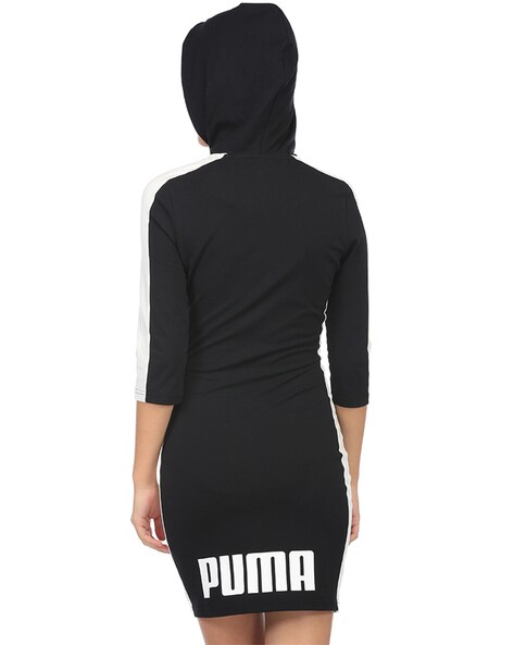 Hooded Zip-Front Bodycon Dress