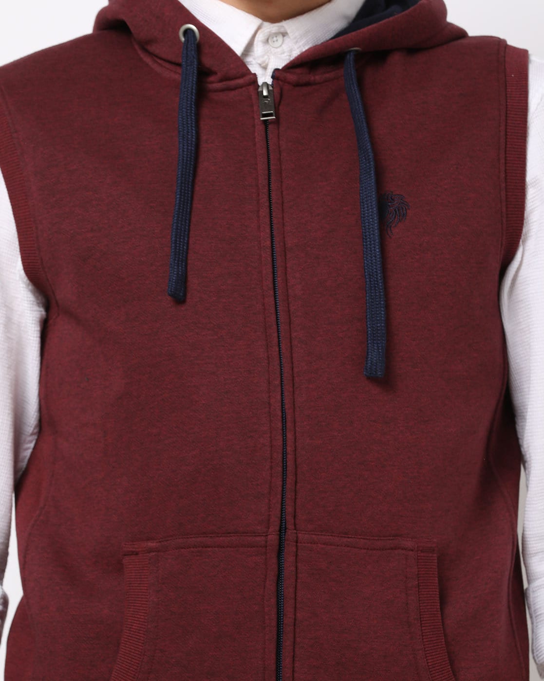 maroon sleeveless hoodie