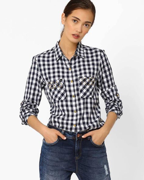 Gingham shirt for clearance women