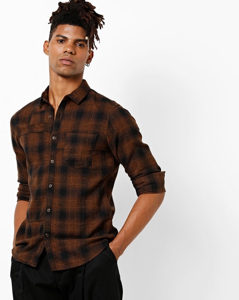 Buy Brown Black Shirts for Men by AJIO Online Ajio