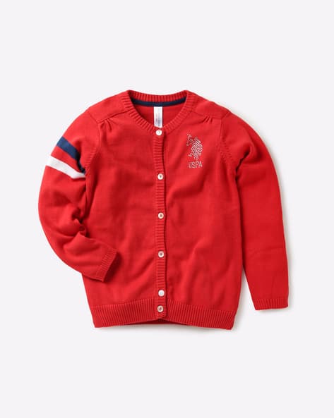 Cotton Cardigan with Ruffled Panel