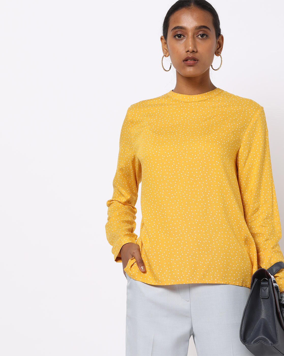 yellow high neck top